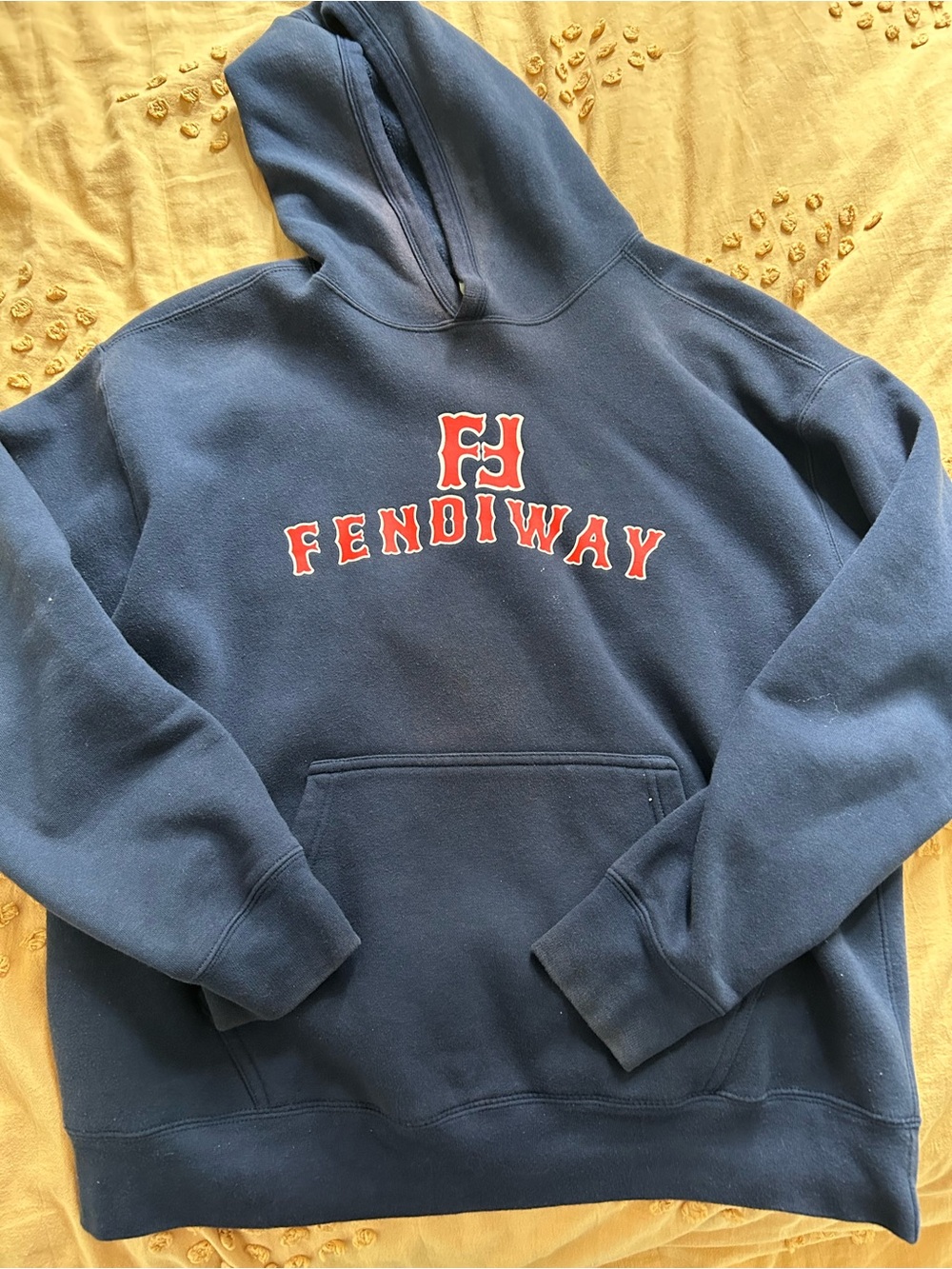 T.J.Maxx Navy Hoodie with Red Fendiway Logo